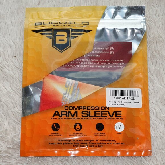 Compression Arm Sleeve - Youth Medium - 1 Arm Sleeve - Red Flame / Fire - Picture 4 of 5